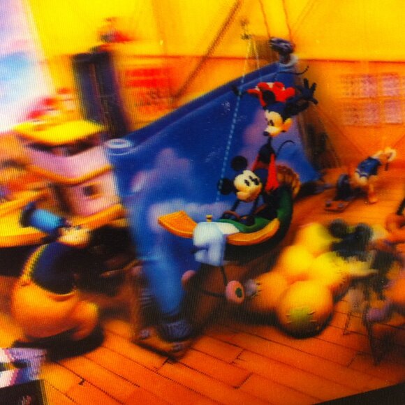 Tokyo Disneyland Lenticular Postcard Disney Sea Plane Crazy Mickey and Minnie - Picture 3 of 8